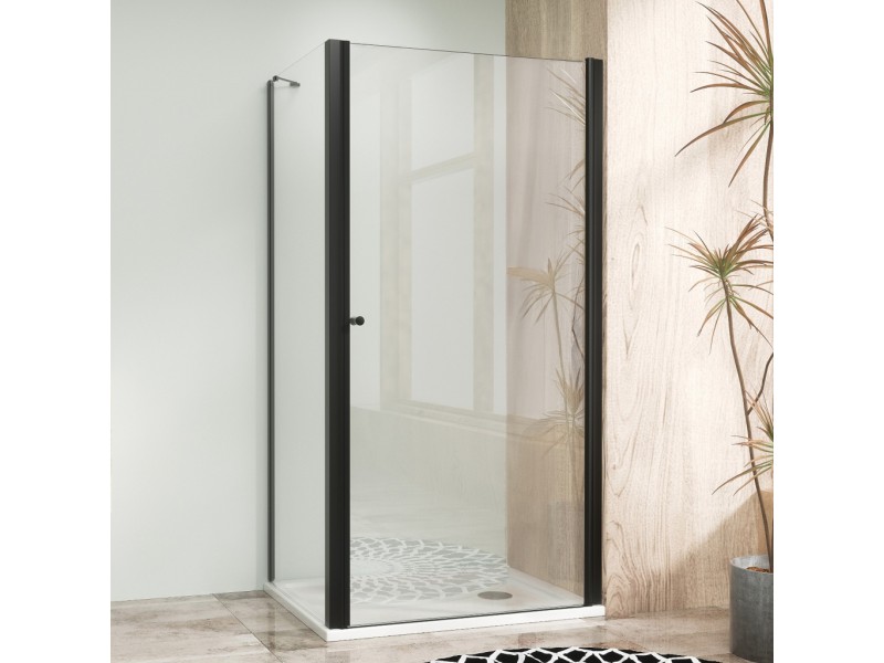 ALFA-V COMBI BLACK 90x90 Clear Štvorcová sprchová zástena