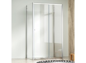 NICOL COMBI II Chróm 100x100x100 Číre Sprchovací kút s posuvnými dverami