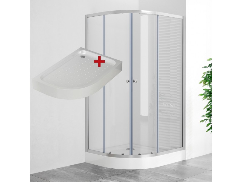 POINT AS LOR 100x80 Clear Pravý Asymetrický sprchovací kút s akrylátovou vaničkou
